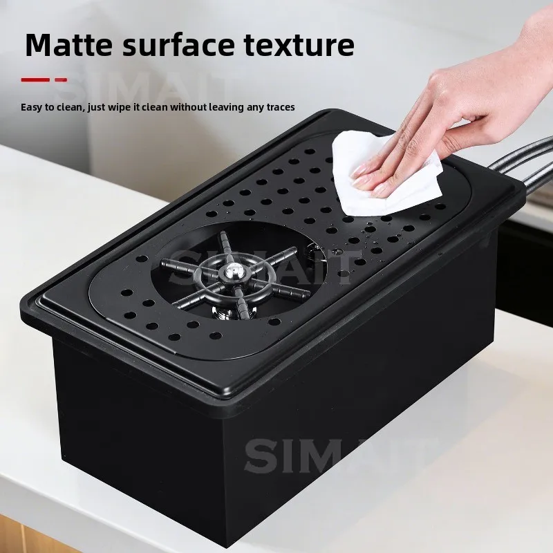 High Pressure Automatic Cup Washer, Commercial Sink Bar, Stainless Steel Surface Slotting, Press Cup Washing Tool