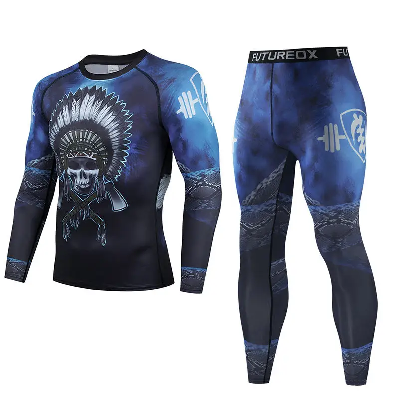 

Men's Thermal Underwear For Men Male Thermo Kickboxing Clothes Suits MMA BJJ Tights Set Winter Quick Dry Long Johns Tracksuit 46