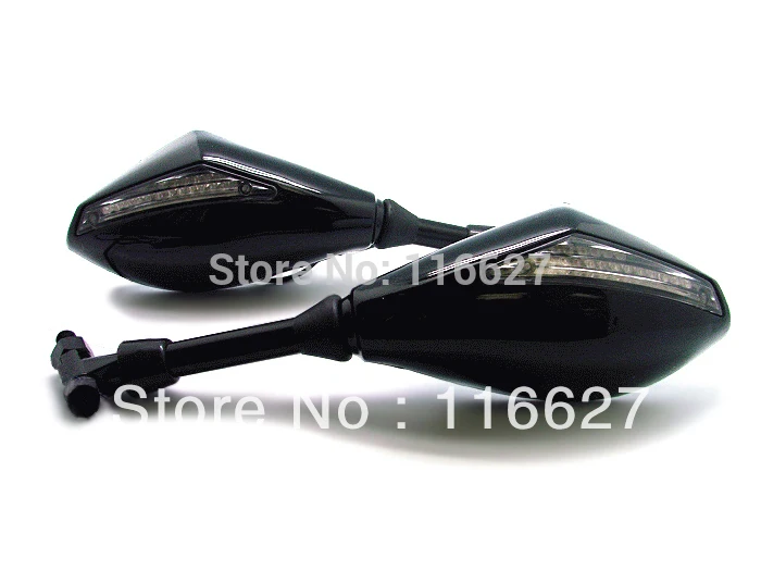 For Ducati Yamaha Kawasaki B M W Standard/Naked Bike  Black Integrated LED Turn Signal Mirrors