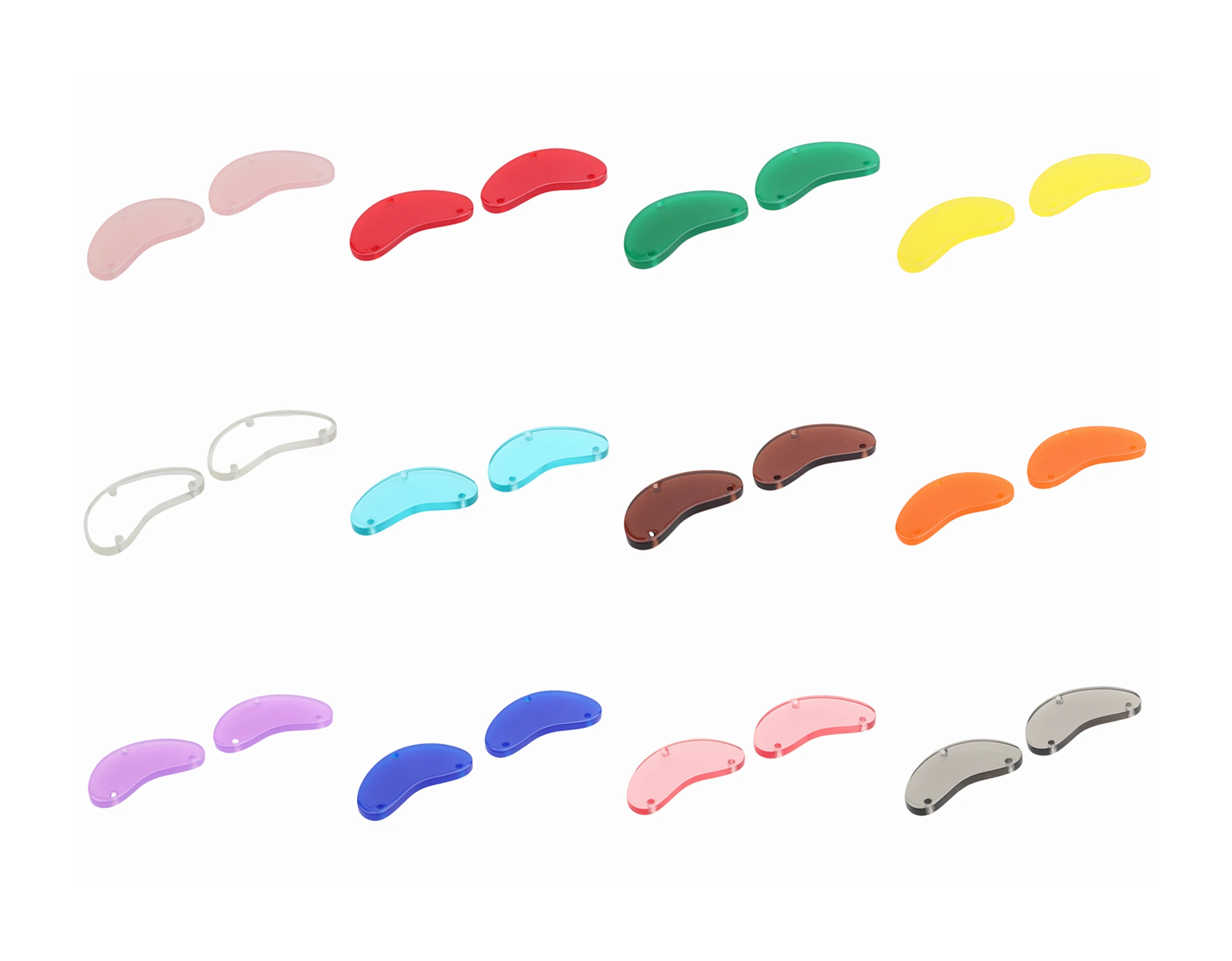 12PCS Candy Resin Acrylic Blanks Cutout Semicircle Connectors Crescent moon Abstract Pendant,3Holes Earrings Findings,ACE348