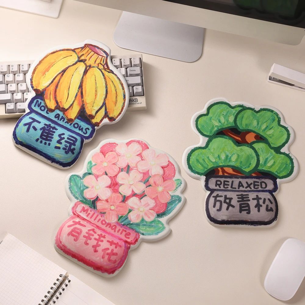 

Cute Plants Wrist Rest Health Pad Laptop Mouse Pad Pink Flower Shaped Cartoon Non-Slip Keyboard Hand Pillow Computer Accessories