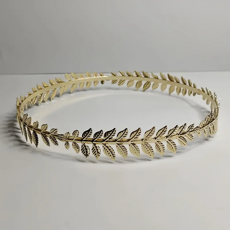 Glorious Greek Goddess Headband, Golden Leaf Roman Laurel Wreath, Caesar Crown, Bridal Hair Ornament, Women's Fashion Jewelry, A view 5