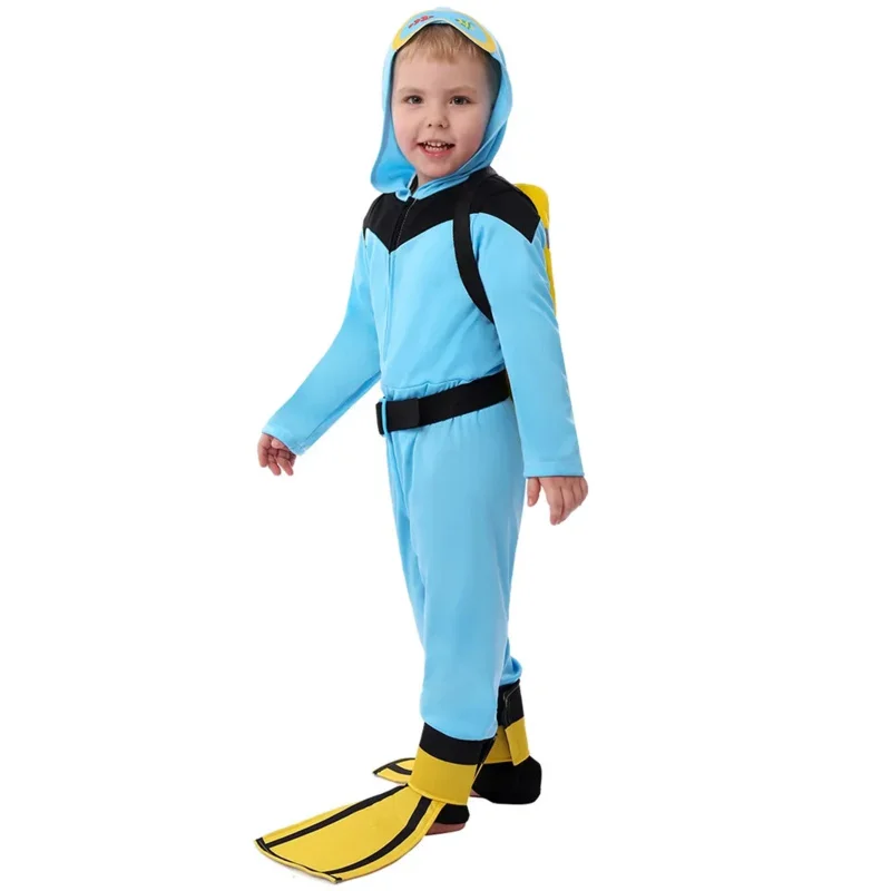 Halloween Scuba Diver Cosplay Costume For Kids Boy Gilr Occupation work Jumpsuit Costume Carnival Party Stage Perform Clothes