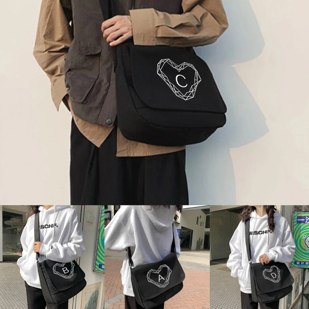 Shoulder Messenger Bags Harajuku Canvas Crossbody Bag Women Japanese Diagonal Pouch Girl Student Envelope Bags Diamond Pattern