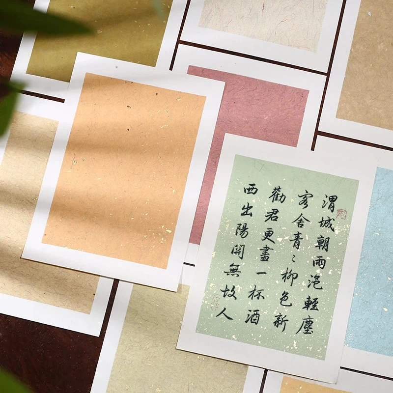 半生の米紙カラーのリネンソフトカードシート厚いフレームレス伝統的な中国の筆書道練習用玄紙カード