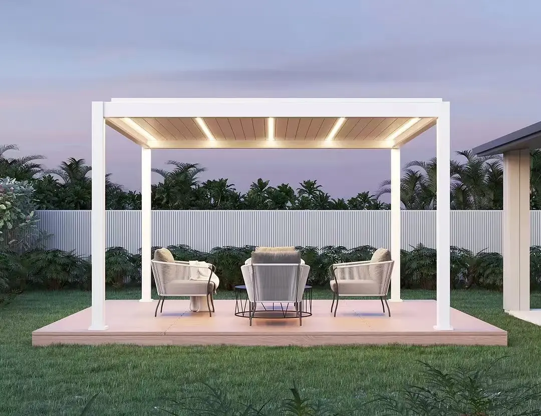 Design Motorized Aluminum Powder Coated Waterproof Double Roof Canopy Pavilion Pergola Gazebo South Africa Outdoor 3x4 6x4