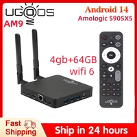 UGOOS AM9 Smart Tv Box  Android 14.0 Amlogic S905X5 Cortex-A510 LPDDR4X 4GB 64GB WIFI6 BT5.2 Lan Set Top Box 8K Media Player