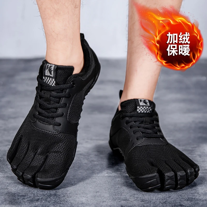 Unisex Five-Toe Shoes Comfortable and Warm Fleece-Lined Yoga Fitness Shoes Outdoor Walking Casual Shoes Weightlifting Shoe