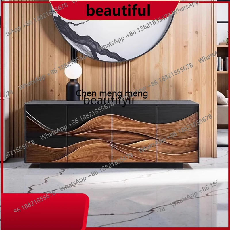 

Solid wood dining side cabinet integrated locker against the wall, living room storage, tea cabinet modern and simple H