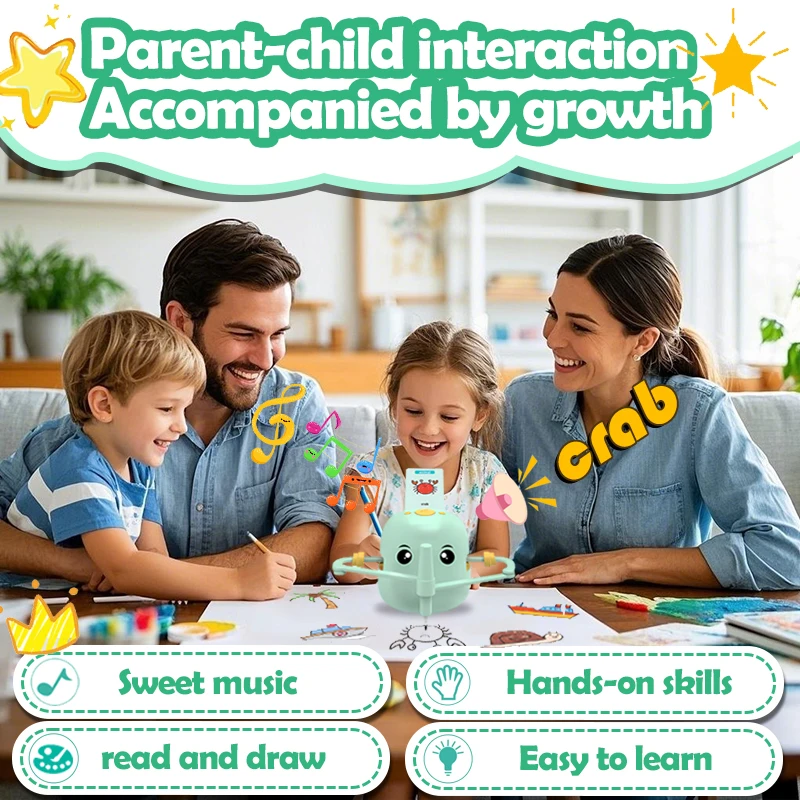 Learning Educational Drawing Robot Toys for Kids,Music Interactive Talking Drawing Robot Sight  Teaching words Learning toy