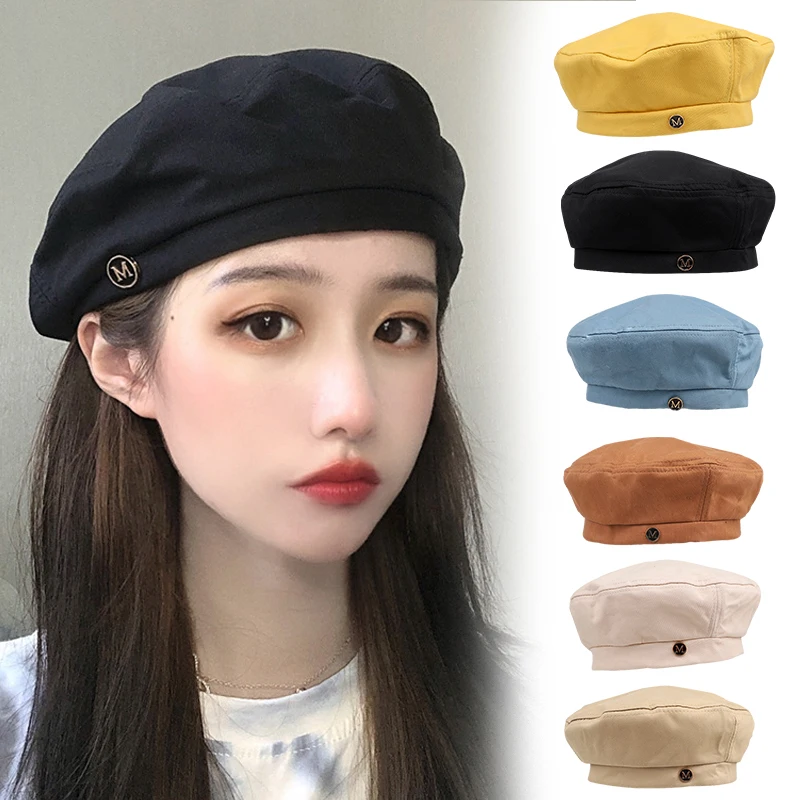 Women Beret Summer Thin Plain Octagonal Newsboy Cap Retro Internet Celebrity British Ladies Painter Tour Cap Sunscreen Hats