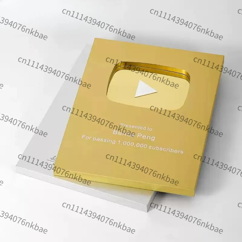 Custom Aluminum Carved Shield Trophy, Gold Silver Plated Play Button Honor Award Business Gift