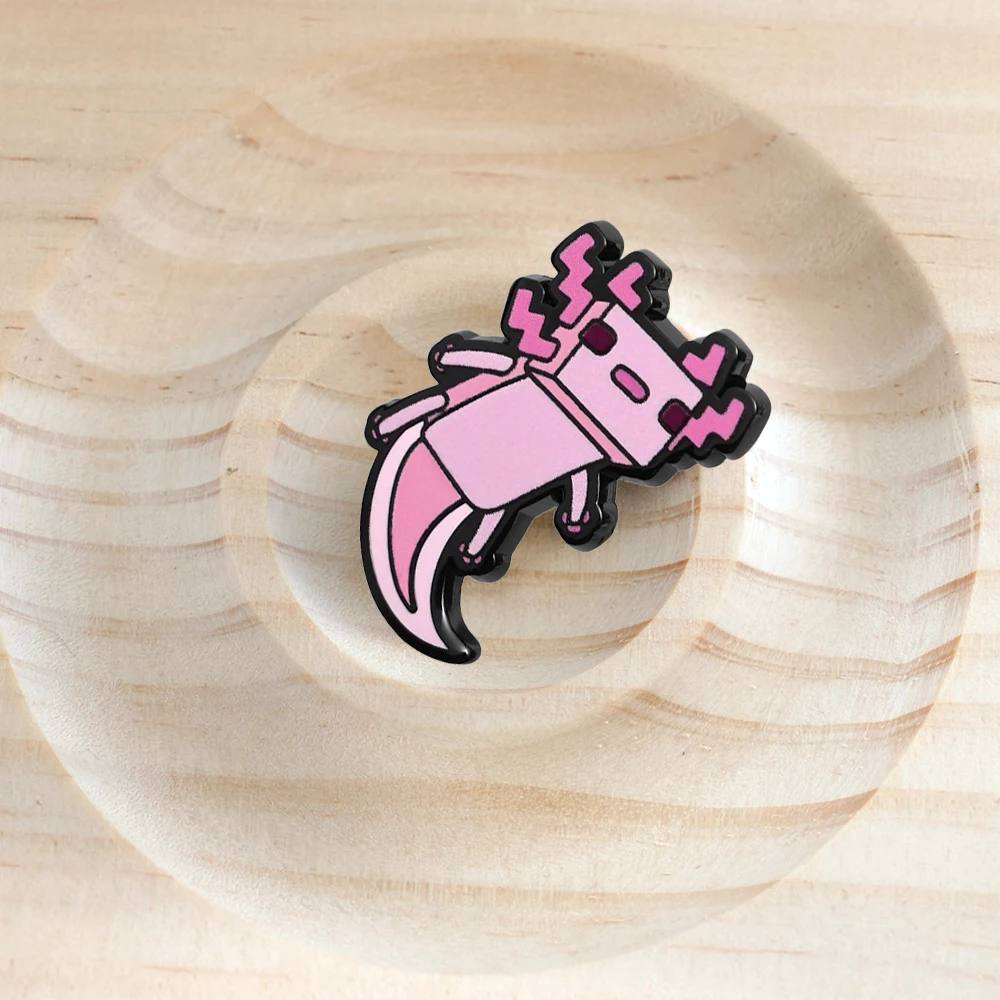 Axolotl المينا دبوس رمل لعبة مستوحاة شارة الطرفية بكسل الحيوان بروش ألعاب هدية مجموعة