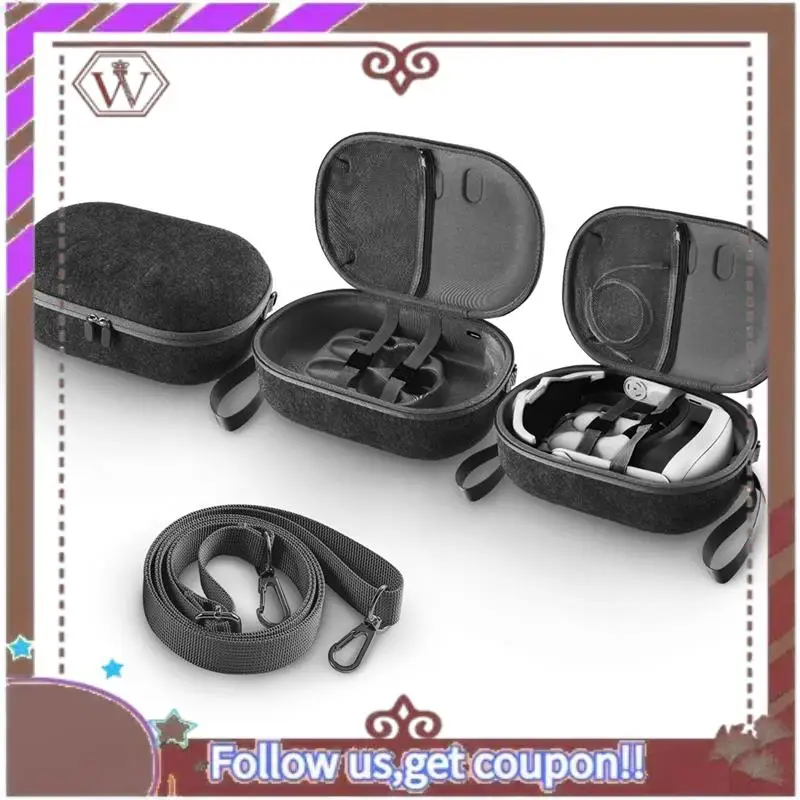 ABBG-EVA حقيبة حمل صلبة لـ Meta Quest 3 حقيبة مضادة للصدمات حافظة واقية مضادة للخدش مع حزام كتف