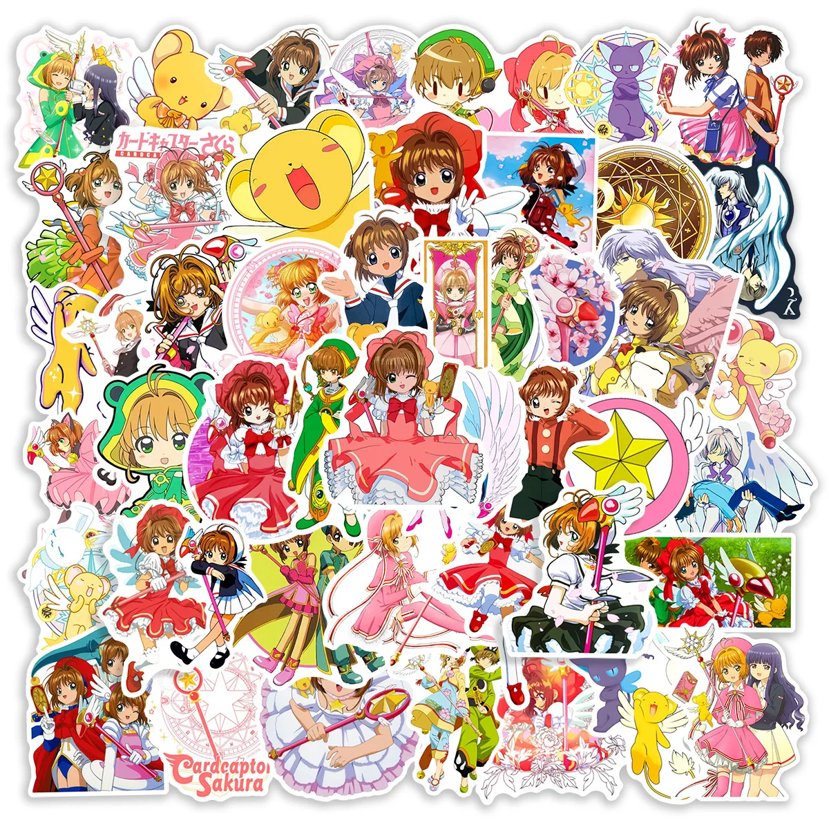 50 Pegatinas de Papel de Anime Card Captor Sakura, Papelería, Decoración para Álbumes de Recortes, Pegatinas de Graffiti para Laptop, Patineta, Coche, Bicicleta