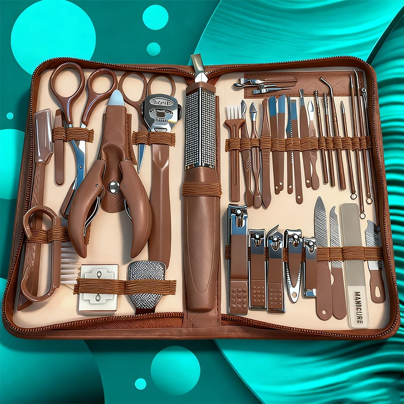 42pcs  Stainless Steel Nail Clipper Set with Large Eagle Mouth Pliers Manicure Knife and Ear Scoop Multi-Functional