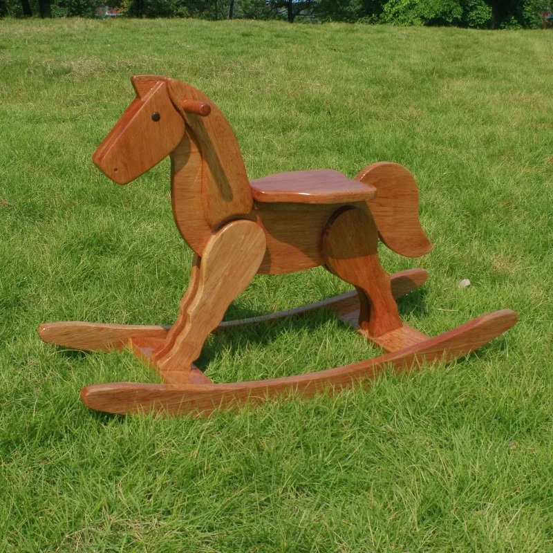 Solid wood Trojan horse toys, Trojan horse baby rocking horse, baby birthday rocking horse, begonia wood interior ornament