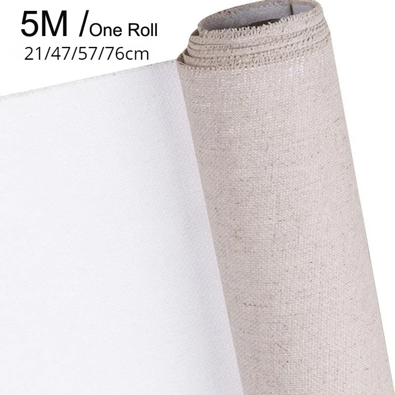 Professional Blank Canvas for Painting Layer Acrylic Oil Painting Canvas Linen Blend Primed Art Supplies for Artist 5M One Roll