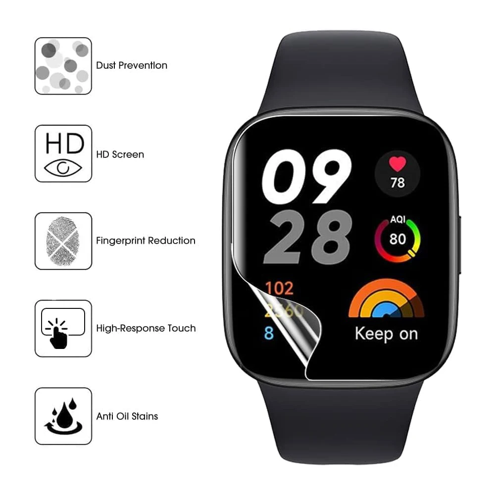 레드미 워치 3 액티브/레드미 워치 3 라이트용 하이드로겔 필름, 화면 보호기, TPU 소프트 필름, 스마트 워치 팔찌 보호, 3 개, 6 개