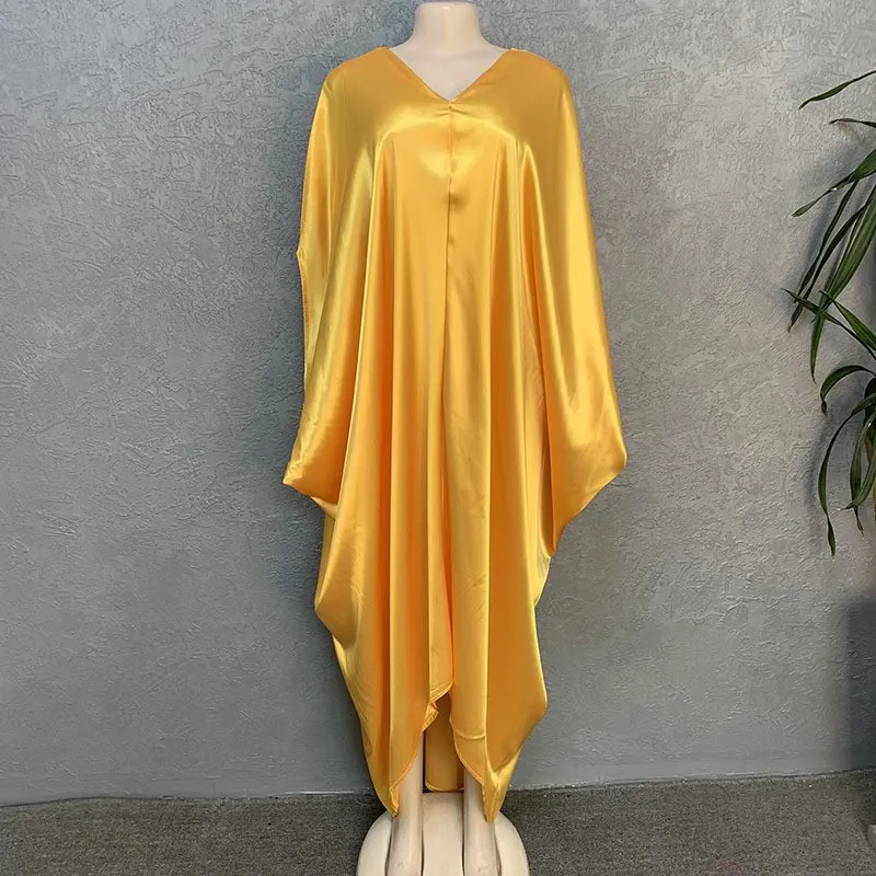 Sommer Einfarbig Lange Maxi Kleider Afrikanische Frauen Abaya Lose Roben Sexy Tiefem V-ausschnitt Unregelmäßige Falten Muslimischen Kaftan