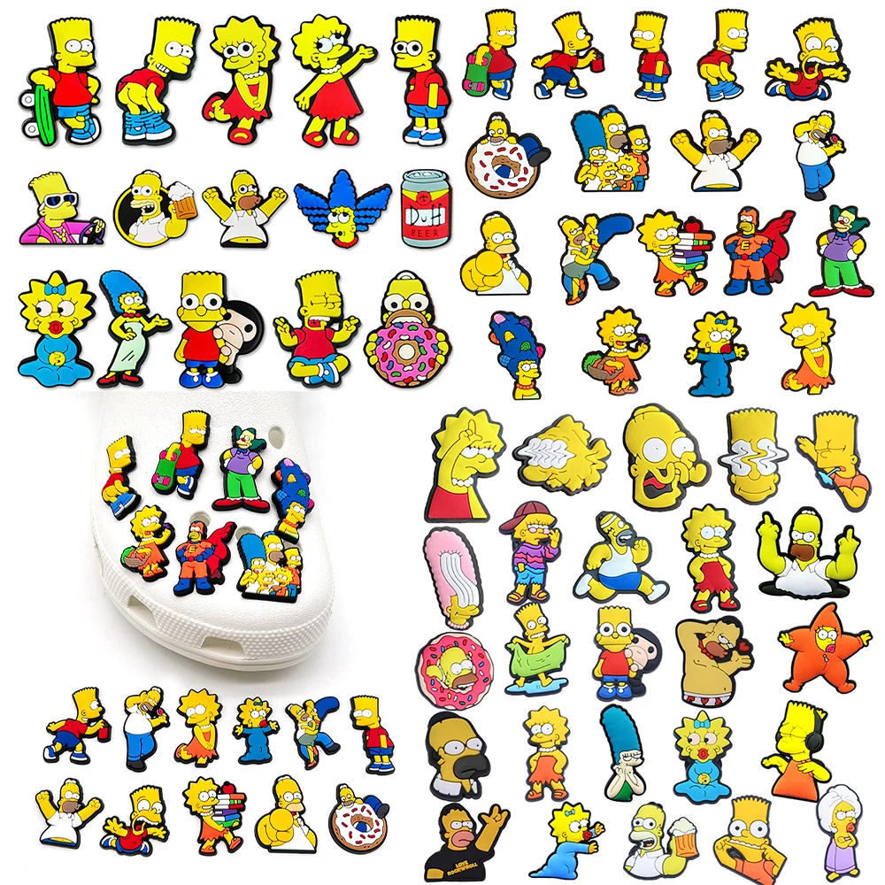 Bestseller Cartoon Wacky Simpson Anime-Serie PVC-Schuhzubehör DIY Abnehmbare Wasserdichte Kreative Lustige Geschenke