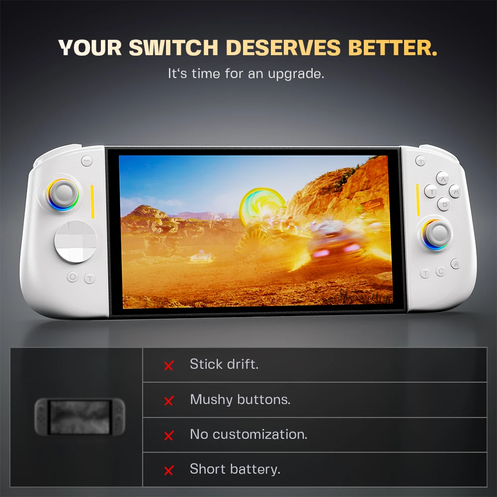 NYXI Hyperion 3 White Edition, Magnetic Modular Joypad for Switch 2, Hall Effect No Drift, Full Mechanical Buttons, 9-Axis Gyro, Pro & Handheld Mode
