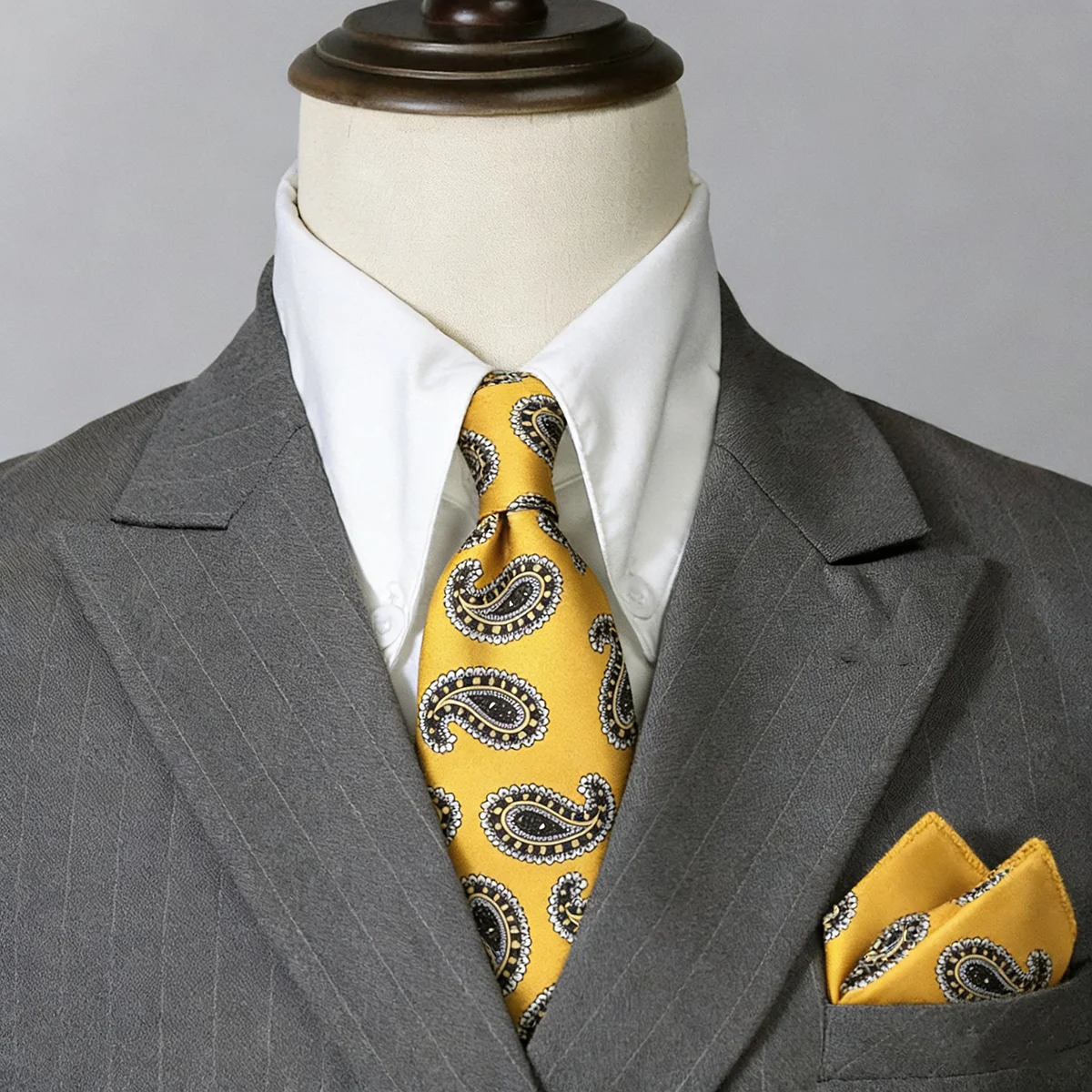 2pcs Neck Ties Set Yellow Red Paisley Silk Neckties Mens Brown Dots Floral Tie Wedding Party Suit Accessories Groom Tie Cravat