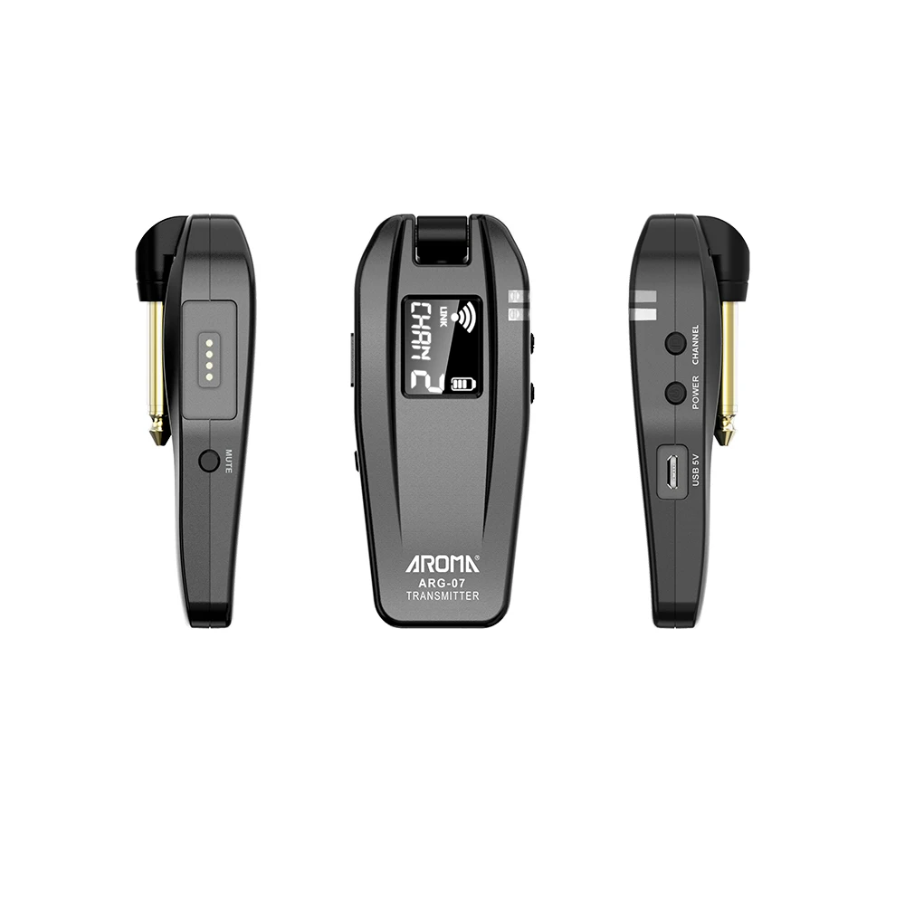 AROMA ARG-07 기타 무선 전송 시스템 LCD 디스플레이 채널 35m 범위 기타 송신기 수신기 기타 액세서리