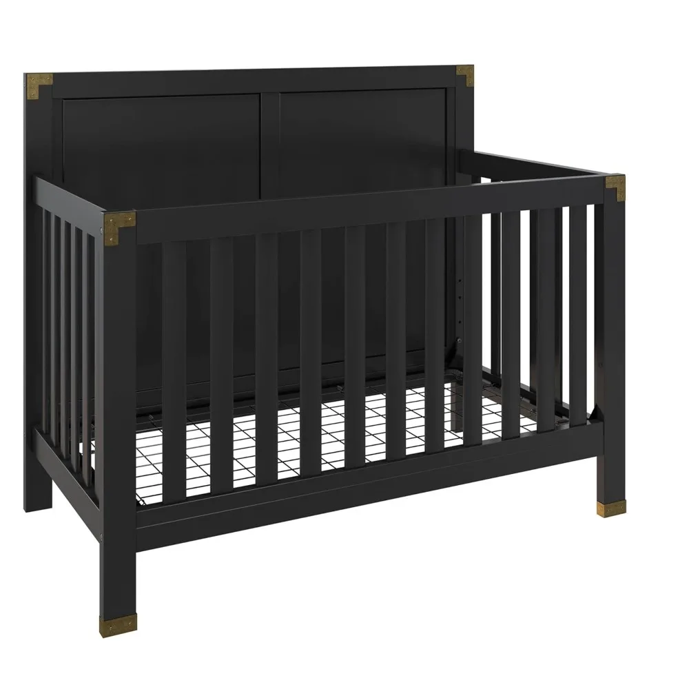 

Baby Relax Miles 5-in-1 Convertible Crib, Solid Pine Wood, Black