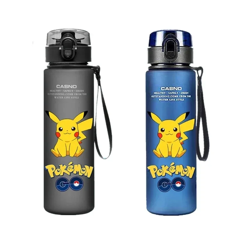 560ML Anime Pokemon Monster Water Cup Ash Ketchum Pikachu Gengar Portable Plastic Outdoor Sports High Capacity Water Cup Gift