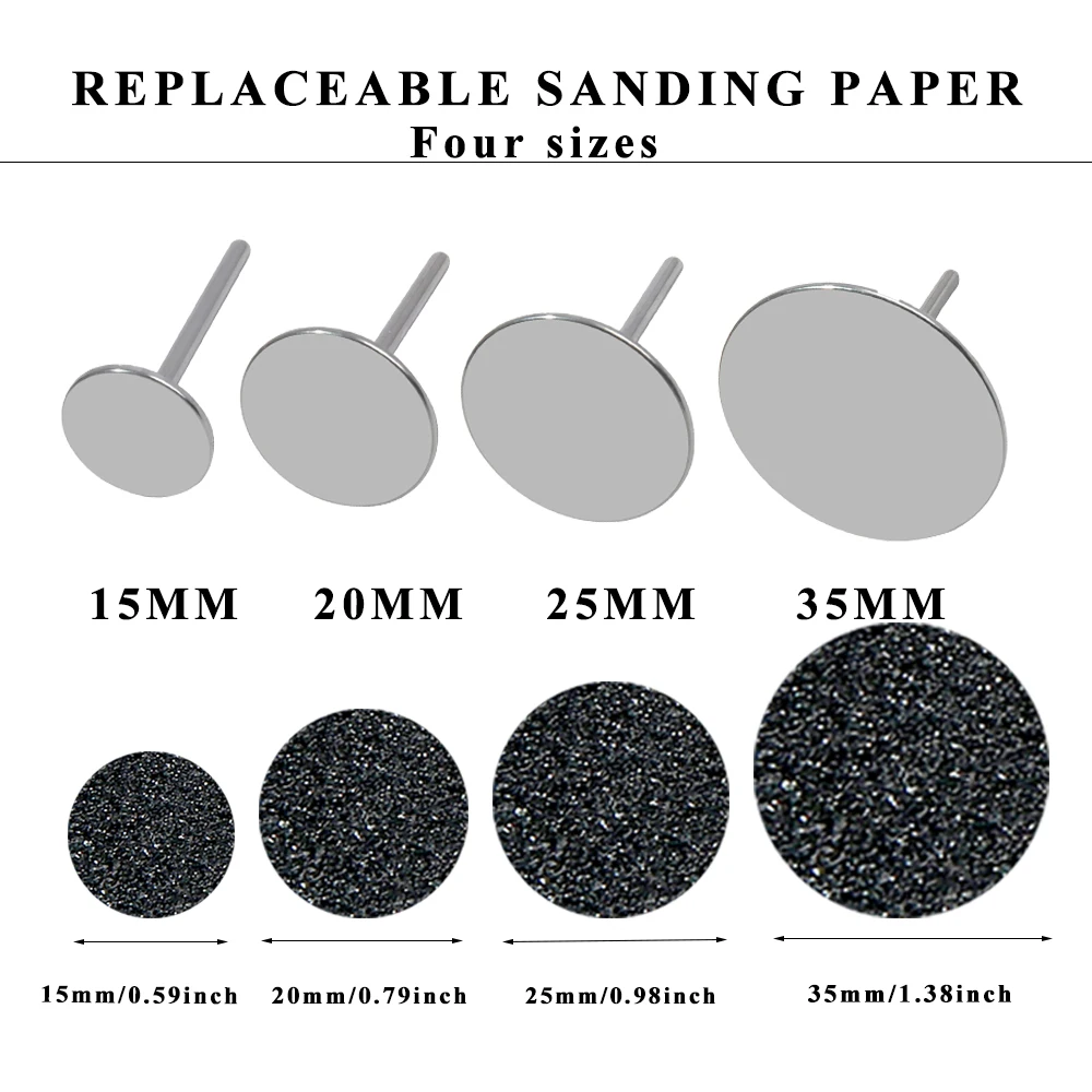 50pcs/bag 15/20/25/35mm Stainless Grinding Nails Replaceable Grinding Disc For Polished Foot Files Cuticle Milling 80/150/240 Gr