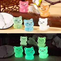 10Pcs Colorful Luminous Cat Micro Landscape Accessories Outdoor Miniature Decor Glow in Dark Cats DIY Fairy Garden Decoration