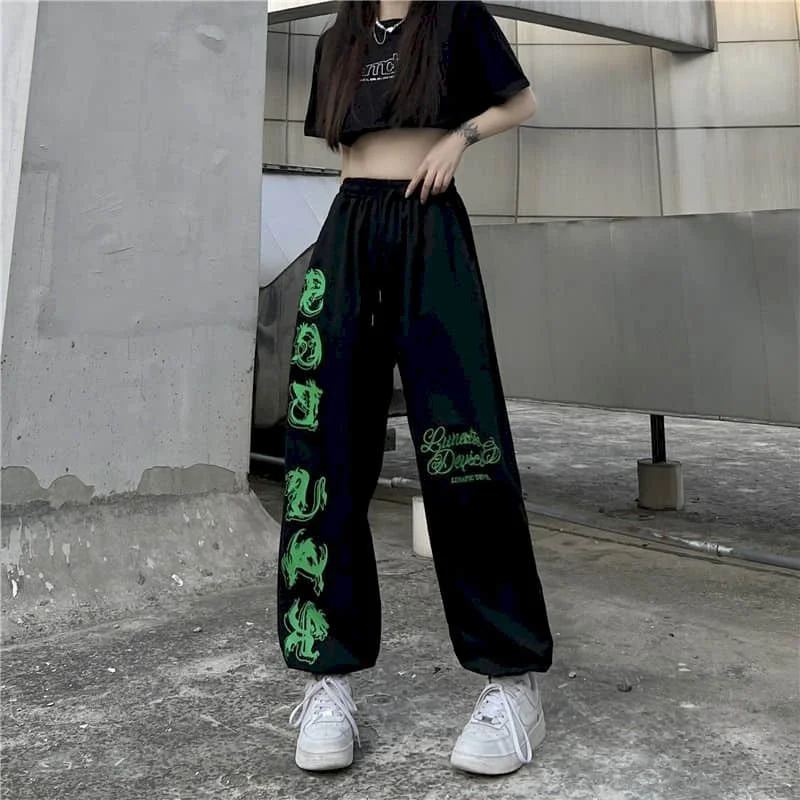 Jazz Women's Pants Vintage Sweatpants Loose Pants Korean Fashion Casual Leggings Y2k Pants Women Clothing Lace-up Baggy Pants