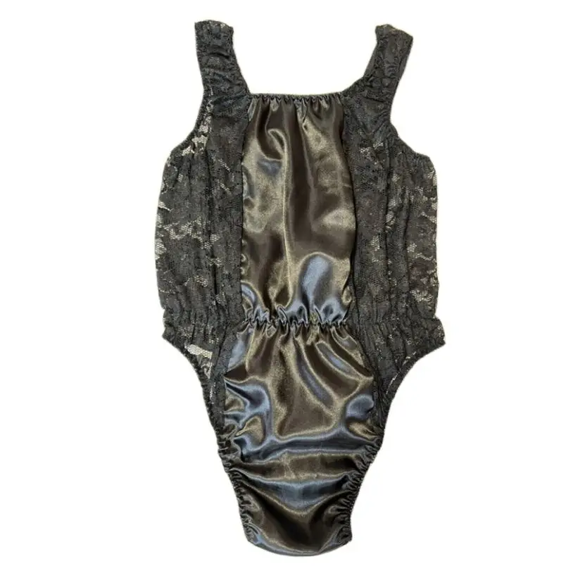 

Hot Men Sissy Smooth Satin Lace Splice Sexy Fit One Piece Sling One Piece Swimwear Party Adult Girls Multi Color Customizable
