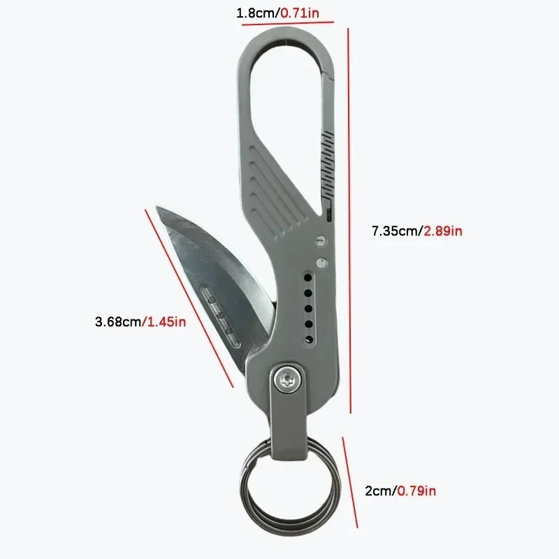 Outdoor Multifunctional Titanium Keychain Carabiner Car Key Chain Knife Box Cutter Keyring Mini Folding Pocket Knife Tool Gift