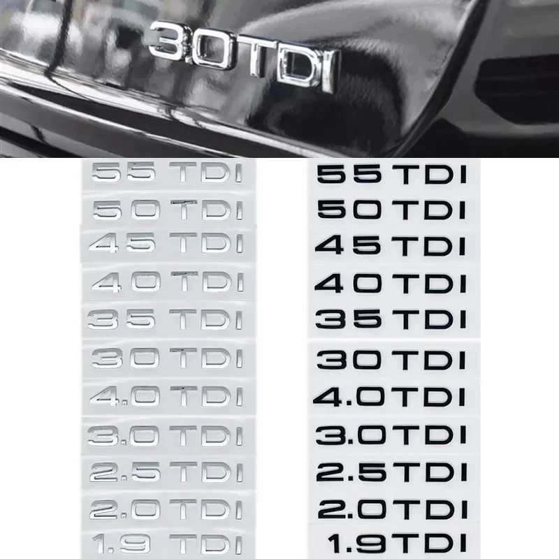 ABS Car Sticker For 2.0 2.5 3.0 4.0 TDI 30 35 40 45 50 55 TDI A4 A5 A6 A7 A8 Q5 Q7 Letter Emblem Rear Trunk Decoration Badge