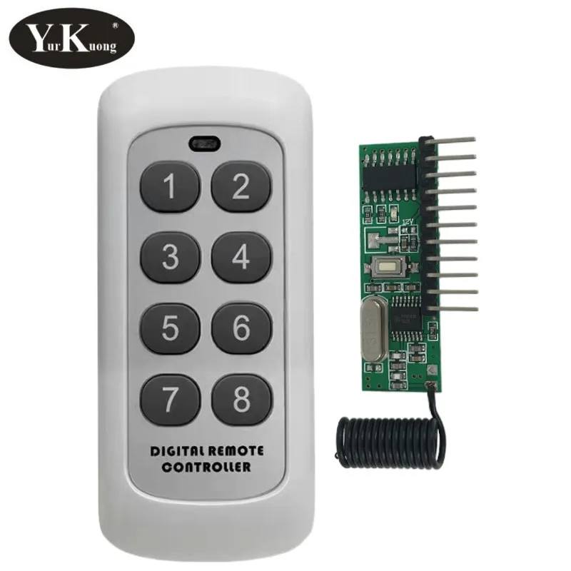 DC 3V-5V 8 CH Decoding Receiver Module TTL Transmitter Remote Control Learning Code Momentary Toggle Latched 315/433.92mhz RF RX