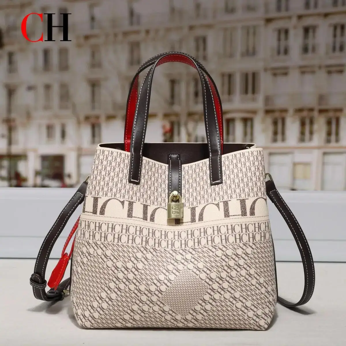 

Exquisite Women's High-Quality Crossbody Bucket Bag with Classic Letter Printing Design Light Luxury and Large Capacity Handbag