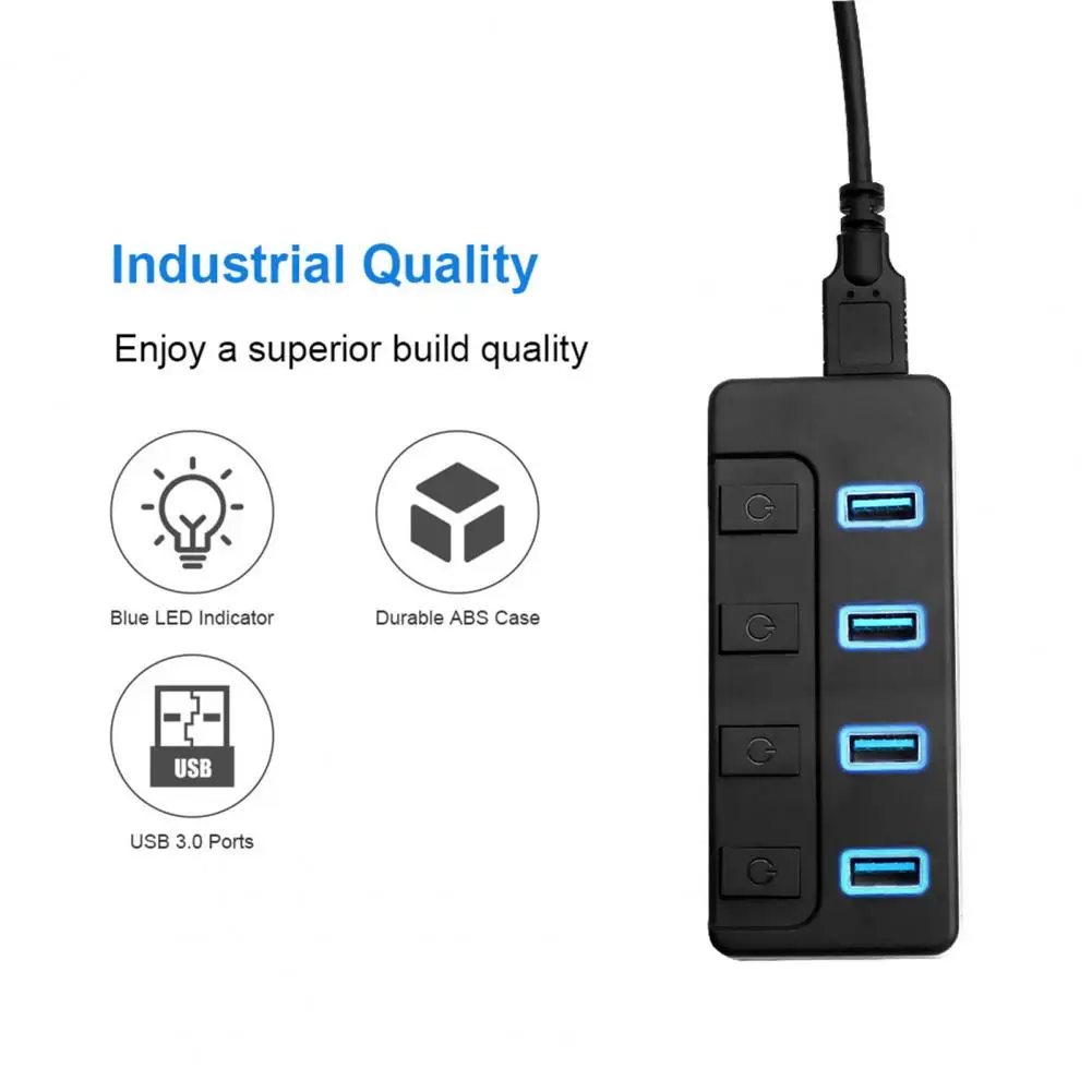 USB Splitter Hub  Professional Plug And Play LED Indicator  High Speed USB Splitter Hub Office Supply