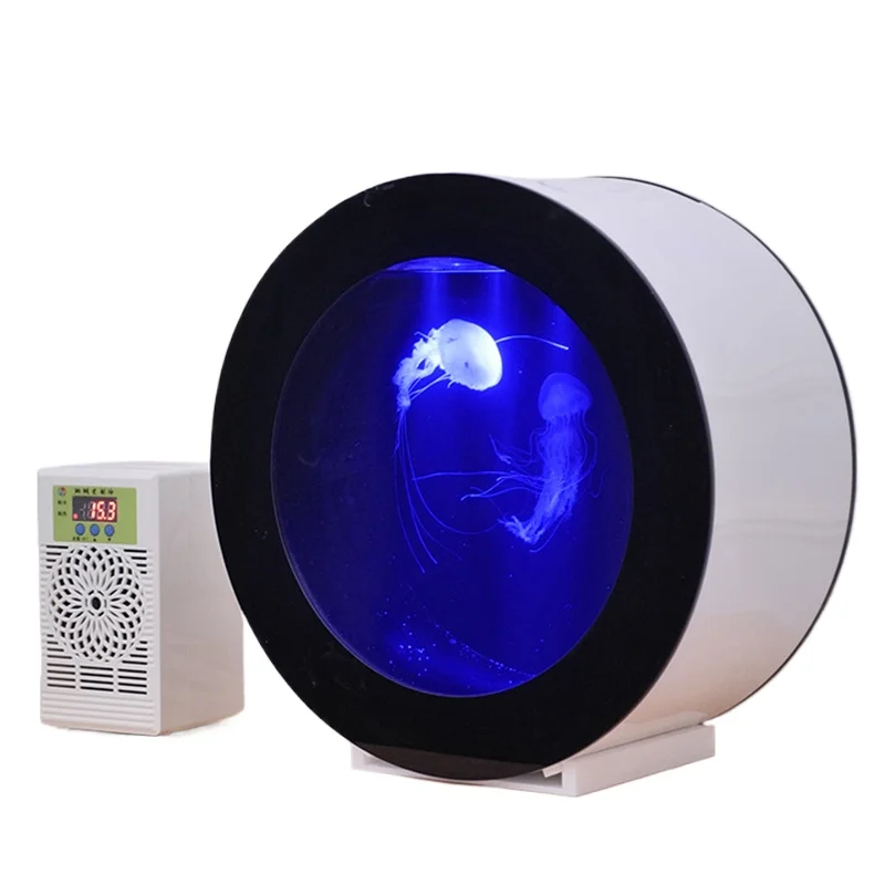 2025 small round acrylic jellyfish desktop aquarium creative plastic fish tank home gift creative