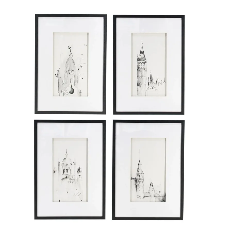 Set of 4 Architecture Wall Art Prints Home Decor Art for Living Room Dining Room Entryway 20