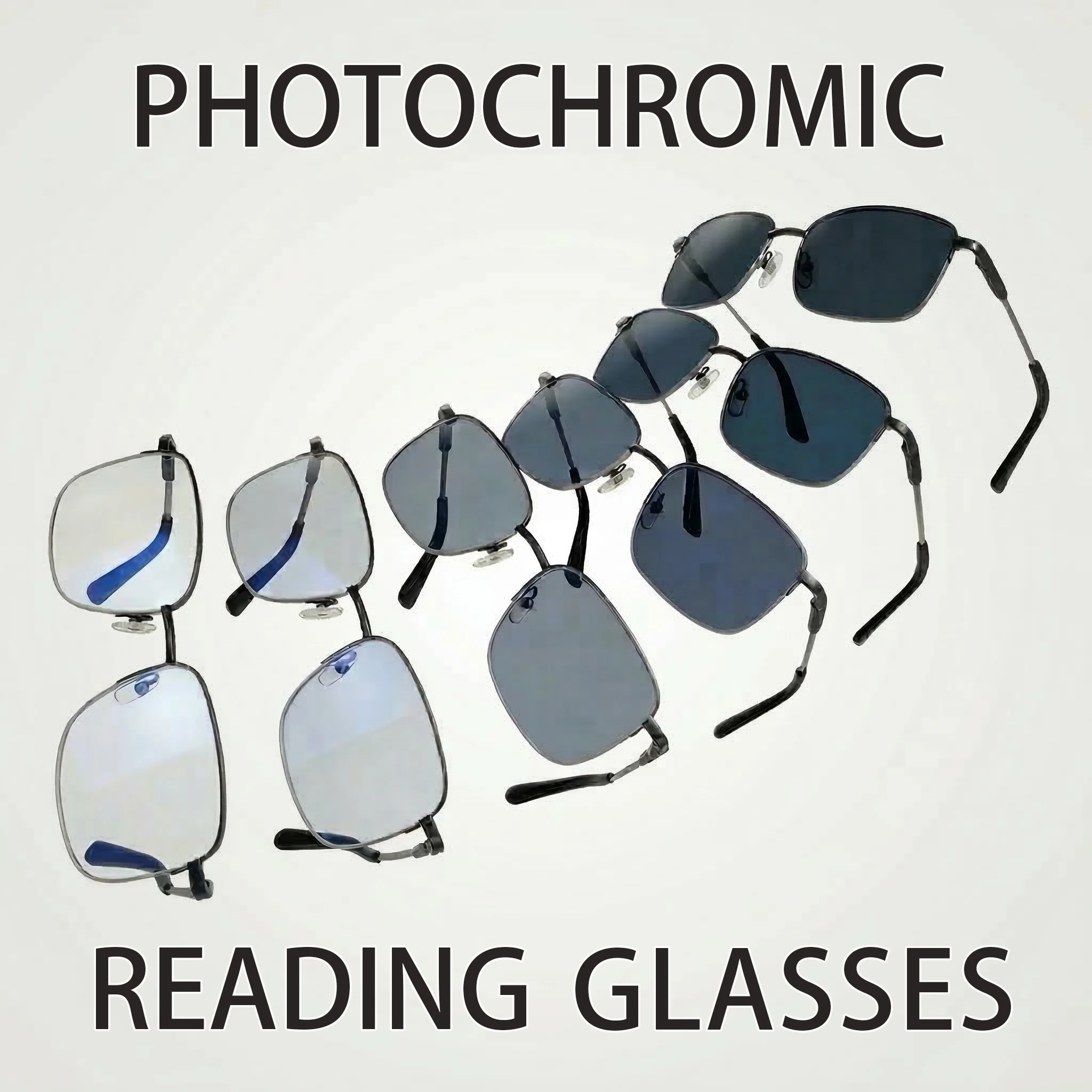 Photochrome, progressive multifokale Lesebrille, Anti-Blaulicht-Presbyopie-Brille, geeignet für unterschiedliche Szenarioanforderungen, klare Sicht, angenehm zu tragen, geeignet für Männer und Frauen.