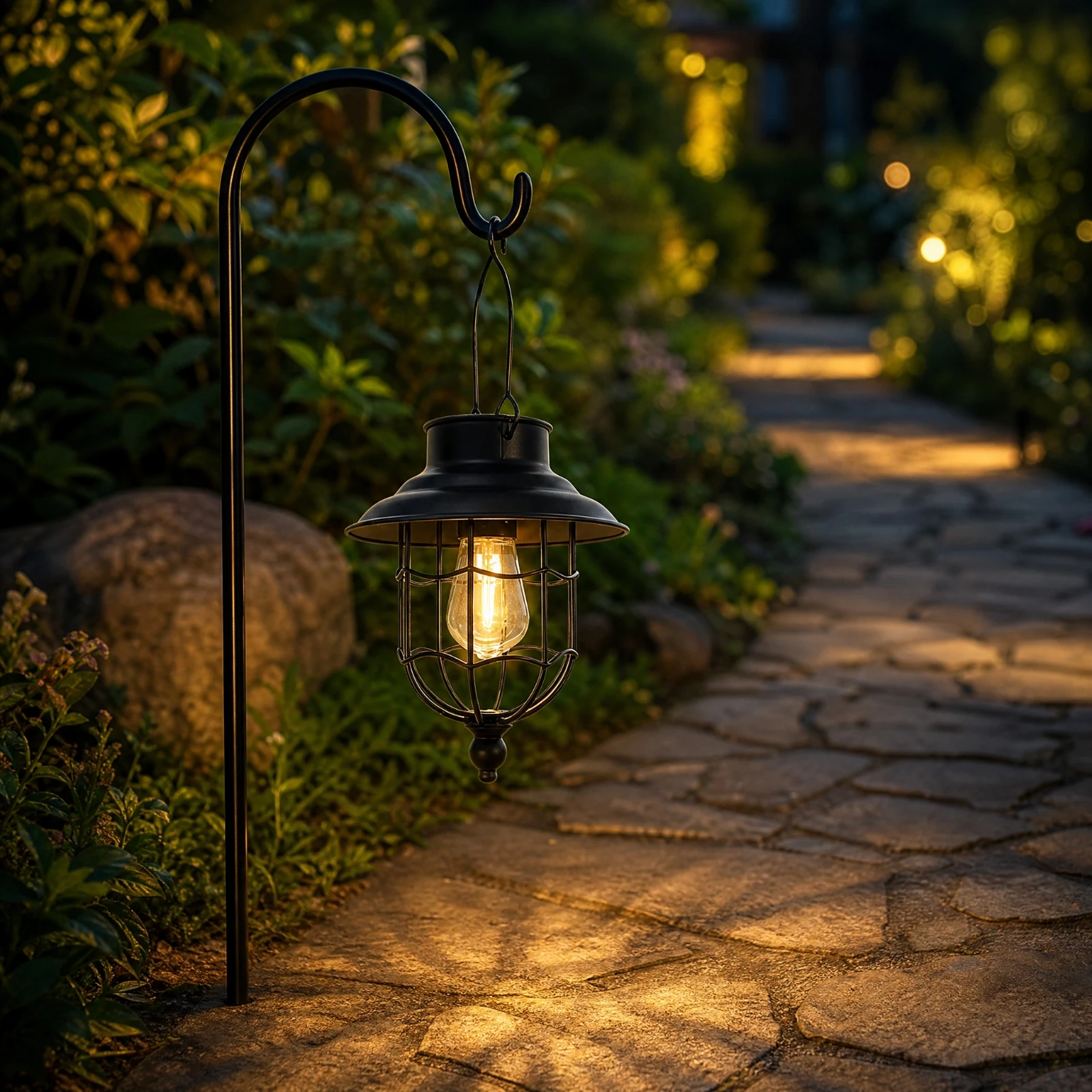Solar Hanging Lantern Decorative Black Iron Solar Lantern Energy-Efficient Easy to Install for Garden, Patio