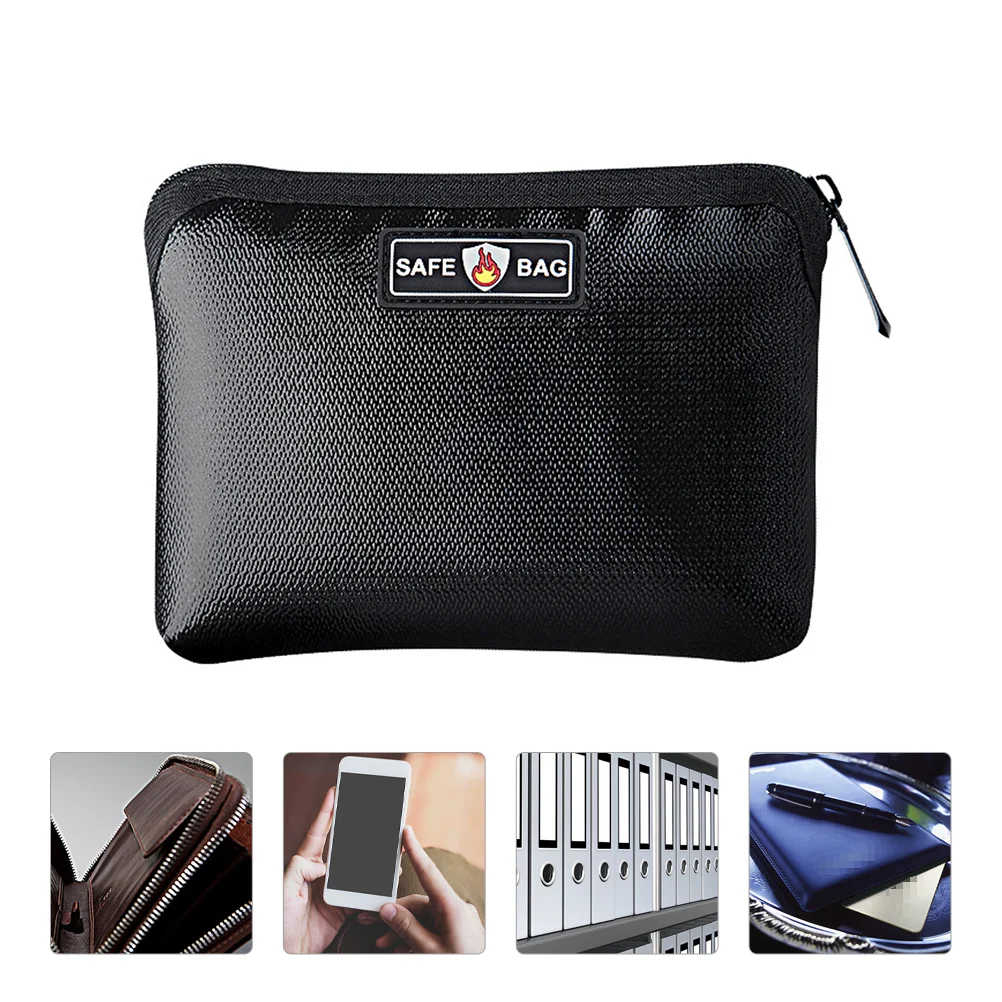 Fireproof File Bag Wallet Storage Portable Versatile Money Key Safe Cellphone Explosion-proof Silicone Fiberglass Cloth