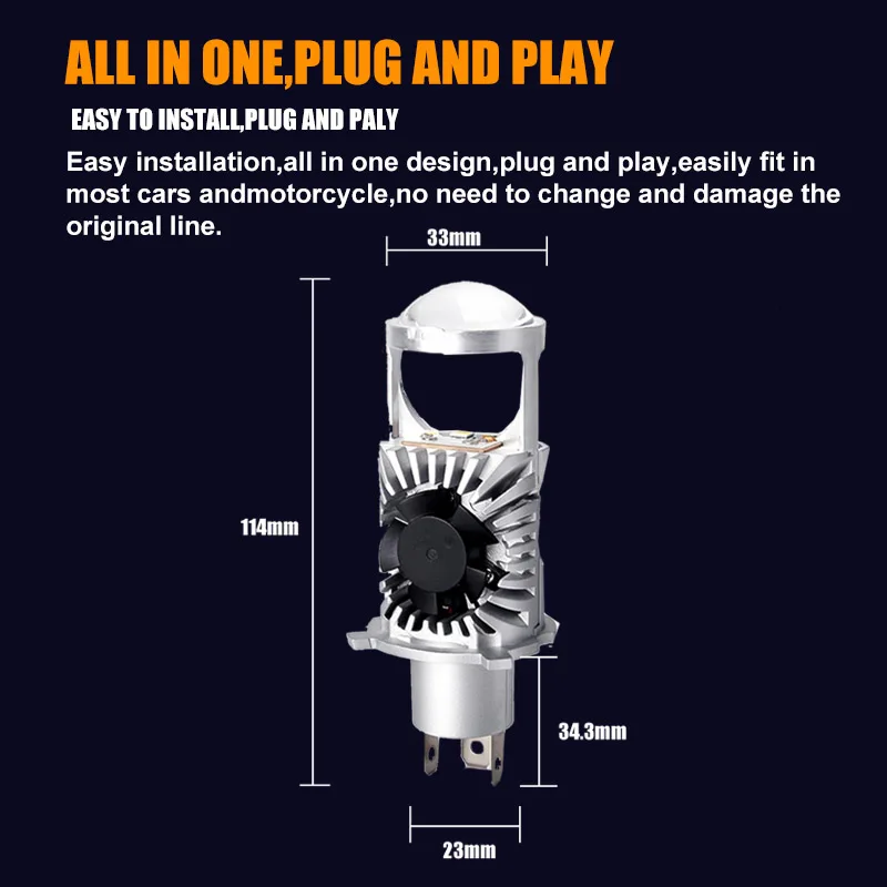 2 قطعة H4 جهاز عرض (بروجكتور) ليد عدسة 30000LM 60 واط Canbus المصابيح الأمامية H4 Bi LED العدسات توربو مروحة أضواء السيارة LHD 6000 كيلو عالية منخفضة مصباح شعاع