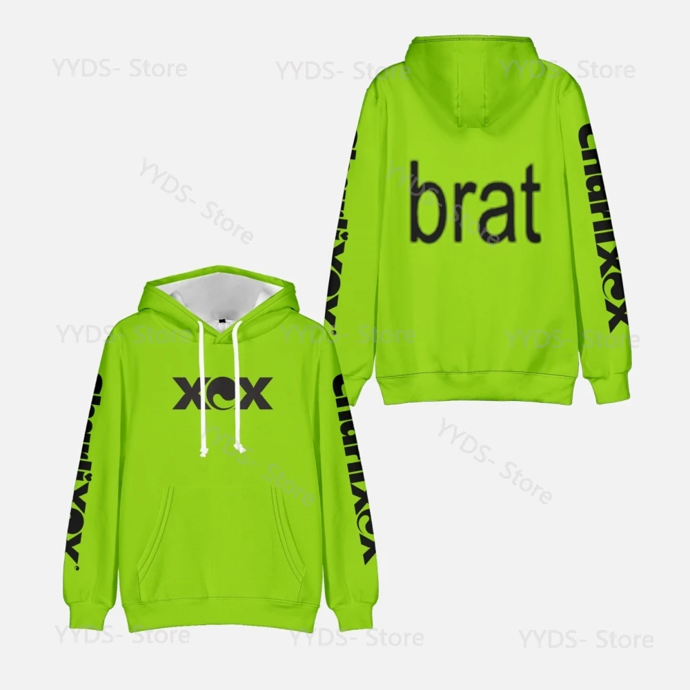 Y2k Tops Charli xcx Brat Zipper Hoodie Sweatshirt Men/Women Pullover Streetwear Kids Tops Hip Hop Teenagers Kawaii Long sleeve