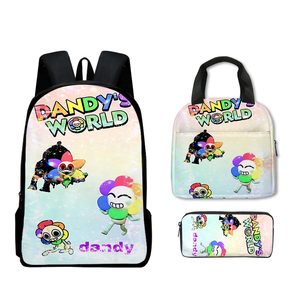 Hip Hop populer Dandy dunia 3D cetak 3 pcs/Set tas sekolah siswa Laptop ransel harian tas makan siang kotak pensil