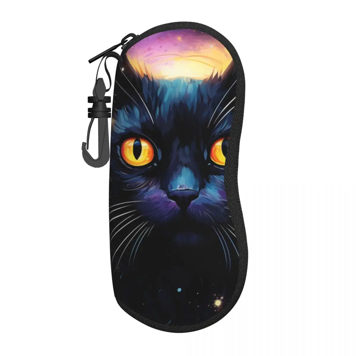 Black Cat Glasses Case Cover Male Female glowing stars Sunglasses Pouch Soft Portable Eyewear Storage Daily Eyeglass Cases Cover