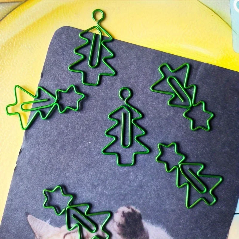 20 قطعة من مشابك الورق الإبداعية على شكل شجرة عيد الميلاد، ومشابك معدنية حديدية لقرطاسية المكتب وزينة العطلات #2