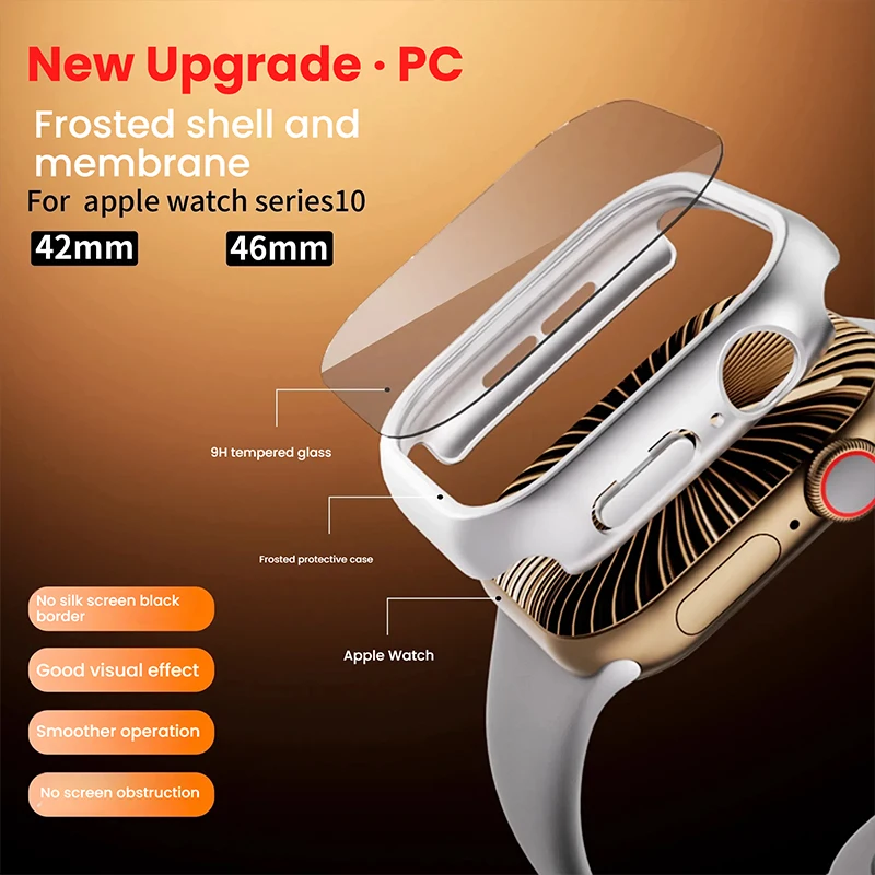 Suitable for Apple 10 series 42/46mm watch protective case, matte high-definition film protective case for iPhone